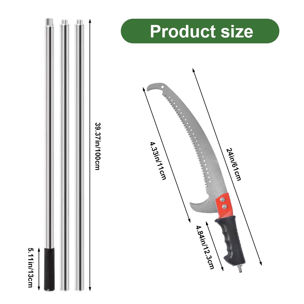 HASTHIP Tree Pruning Pole Saw for High Limb Gardening with 118 in Reach and Curved Blade