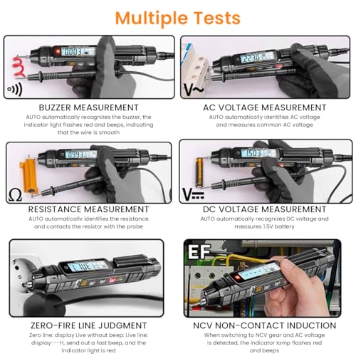 HASTHIP® Digital Multimeter Non Contact Voltage Tester Meter Digital 4000 Count AC/DC Voltage Tester, Current Meter, Non-Contact Voltmeter Sensor, Live Wire Detection, Resistance(Battery NOT INCLUDED)