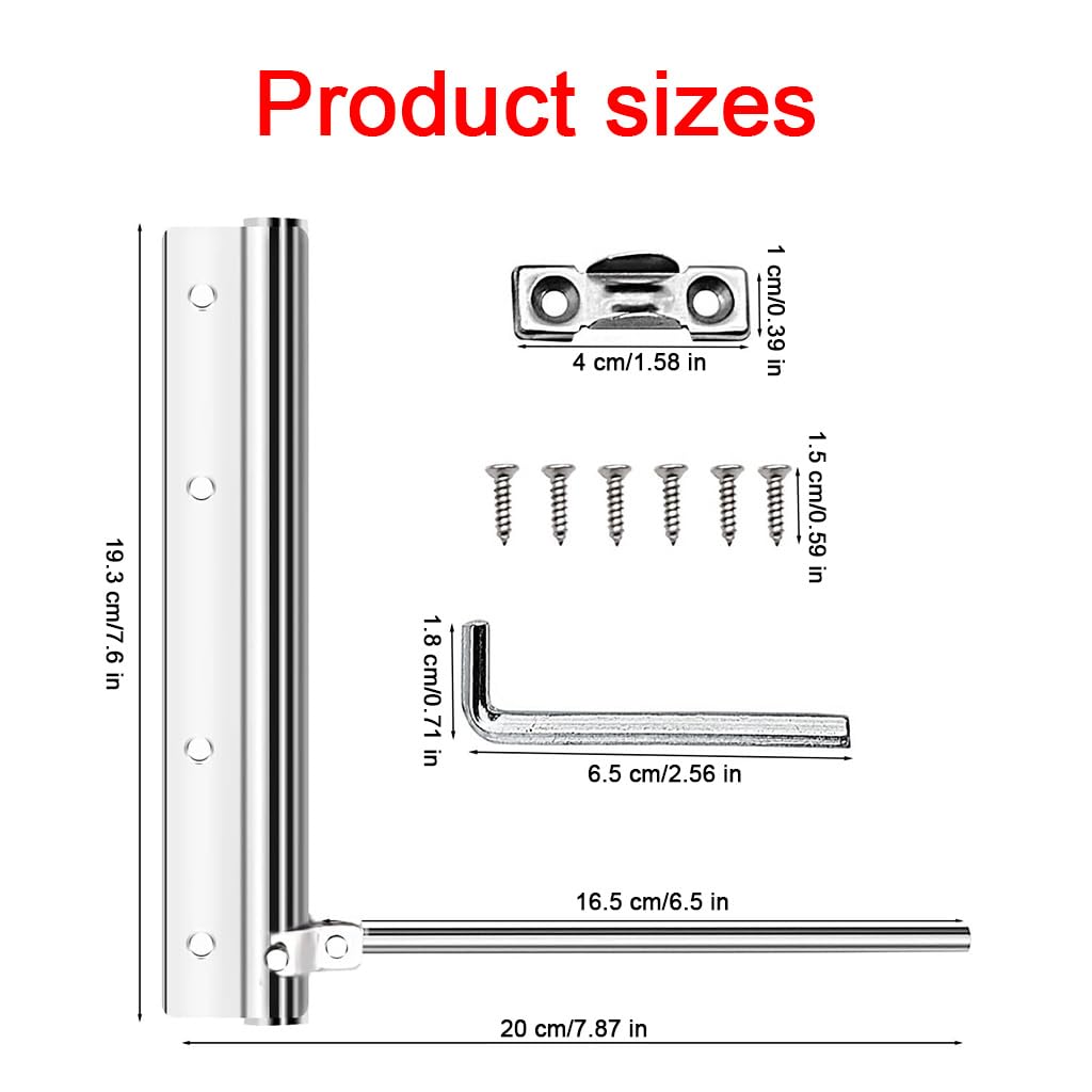 2 Pack Door Closer, Spring Loaded Automatic Door Closer, Stainless Steel Door Closer with Folding Spring Arm, Surface Mounted Door Closer with Accessories Tools for Home, Office, Hotel Door