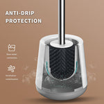 HASTHIP Silicone Toilet Brush Set for Bathroom with 17cm Long Handle and Ventilated Holder | Flexible Bristles Cleaner