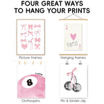 HASTHIP Wall Posters Set of 4 20x25cm Canvas Prints for Bedroom with Pink Bow & Disco Art