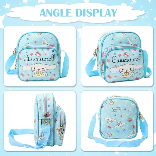 HASTHIP® Cinnamoroll Crossbody Bag for Girls Kawaii Cinnamoroll Shoulder Bag Small PU Sling Bag with Removable Shoulder Strap Crossbody Bag Christmas Gift for Girls Birdthday Gift, 18x10x20cm