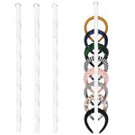 HASTHIP® Hanging Headband Organizer Band, 8-Loop Organizer Band with Metal D Ring, Door Back Hanging Fashion Headpieces Storage Band for Headbands, Sport Bands, Clips & More, Pack of 3, 0.8x27''