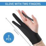 HASTHIP® ZORBES 1 par de Guantes de Artista, Guante de Dibujo para Tableta, rechazo de Palma, Guante gráfico para iPad, Arte Digital, Dos Dedos de Lycra para wacom