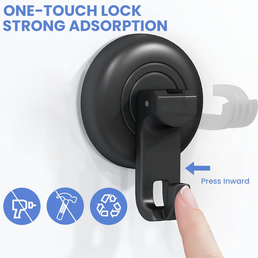 HASTHIP Wall Hooks for Bathroom and Kitchen with Strong Vacuum Suction Cup | 4Pcs Removable Set