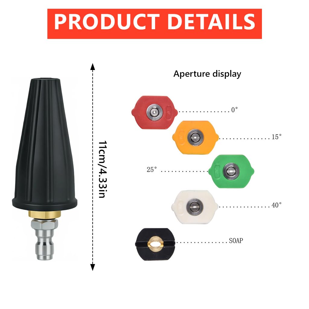 HASTHIP Pressure Washer Accessories Kit with 1/4 Inch Quick Connect & 8PCS Nozzles | Copper Construction for Versatile Cleaning