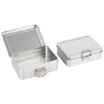 HASTHIP® 2Pcs Metal Tinplate Storage Box with Lid, 12.5x9x4cm Rectangular Empty Container with Clasp for Home Office Travel Organizer, Gift Box, Cookie Tin, Pencil Case, Craft Storage -
