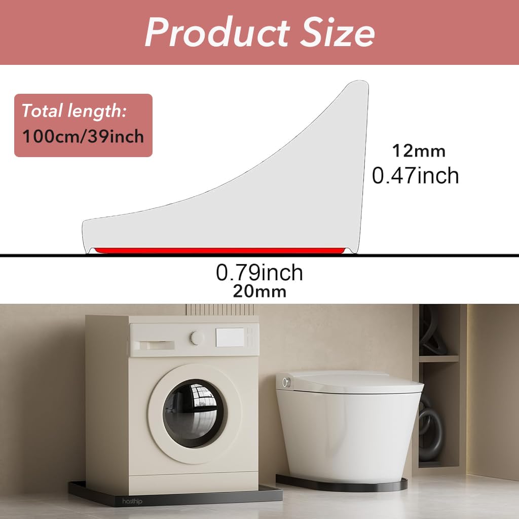 HASTHIP Shower Threshold Water Dam for Bathroom and Kitchen featuring 39 in Self Adhesive Silicone | Flexible TPE Splash Guard Blocker 3 PCS