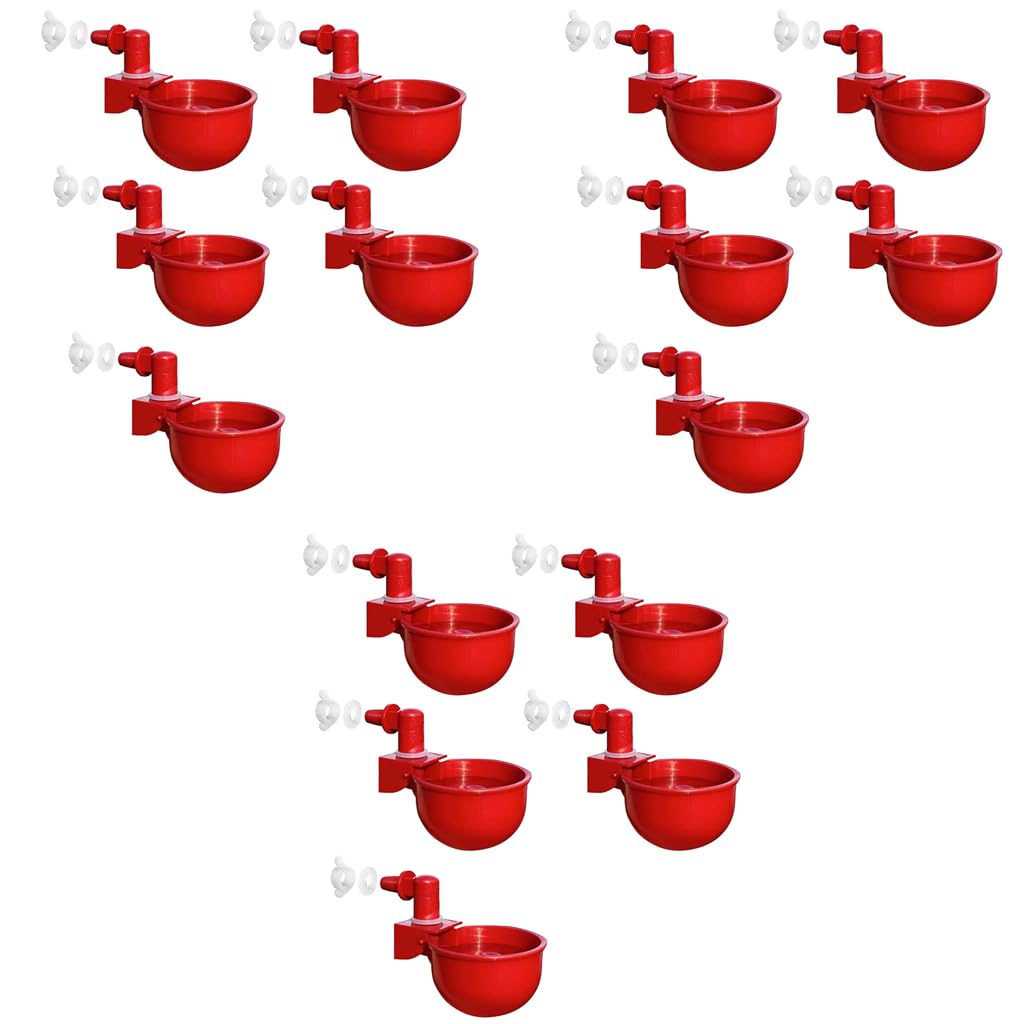 HASTHIP Chicken Feeder Cup Set for Poultry with Auto Refill Gravity System 6 pcs | Plastic Cups for Chickens and Ducks