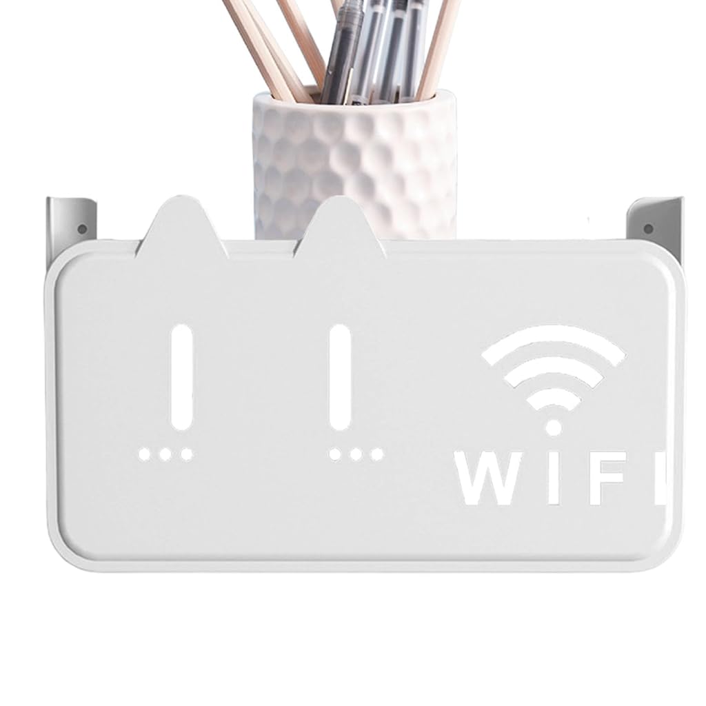 HASTHIP® WiFi Stand Wall Mounted - No-Drill Universal Wall Mounted Shelves Self-Adhesive WiFi Storage Box for Modem, Set-Top Box, Smart Devices-Space-Saving Cable Organizer Stand for Home & Office