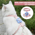 HASTHIP® Cat Harness with Leash for Kittens with Quick Release Buckle, Escape-Proof Cute Flower Cat Belt for Outdoor Walking & Travel (S, Chest 25-41cm, Neck 20-30cm)