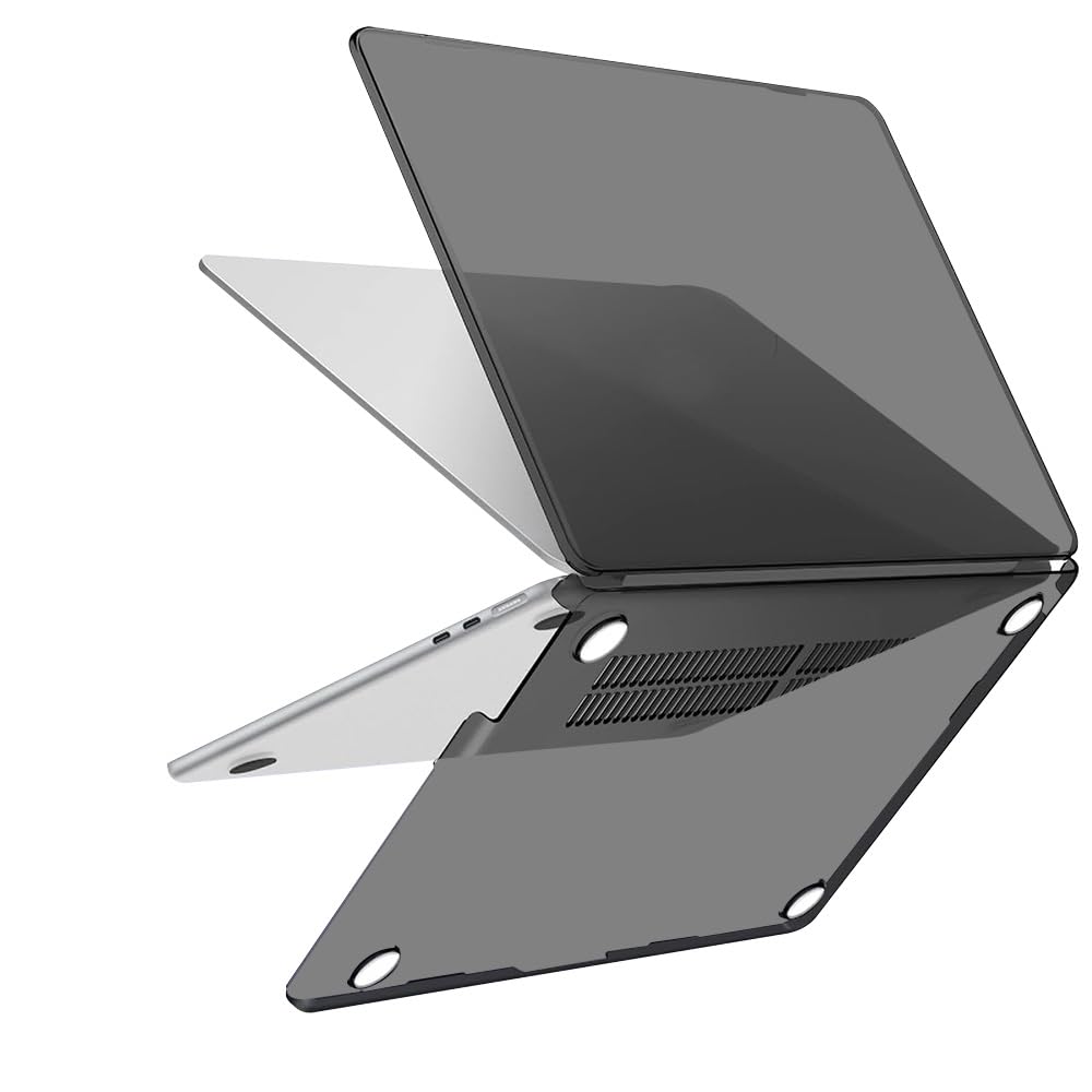 HASTHIP MacBook Air 13.6 Inch Cover for M4 M3 M2 | Snap-On 2-Piece Clear Hard Shell Case Black