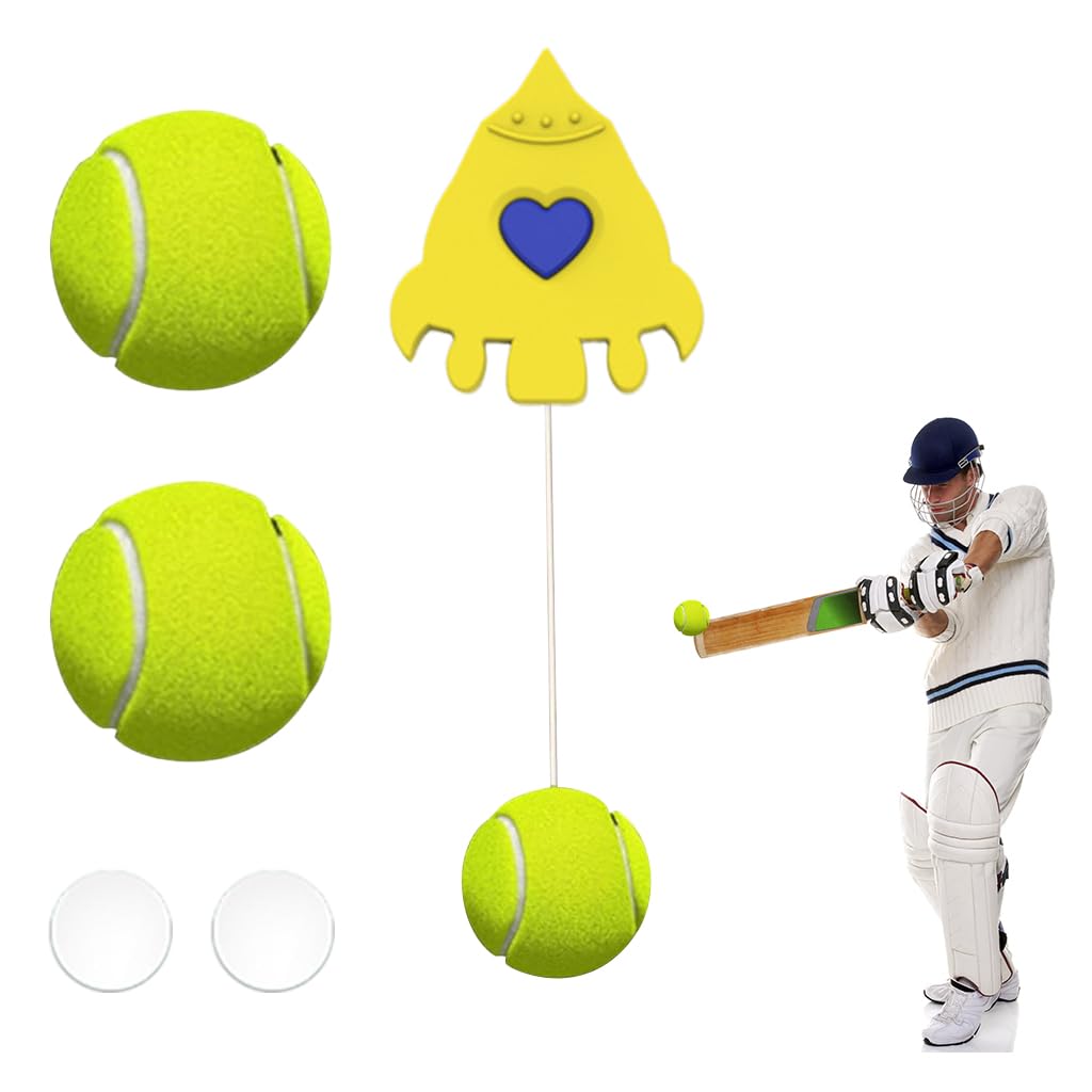HASTHIP Cricket and Baseball Training Device with 3 Balls for Reflex and Coordination | Door Hanging Indoor & Outdoor Striking Practice Tool
