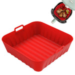 HASTHIP Air Fryer Silicone Baking Tray, 8.2 Inch Non-Stick Silicone Air Fryer Liners for 4-7QT, Reusable Square Air Fryer Oven Pot with Anti-Scalding Handles, Food Safe Air Fryers Accessories (Red)