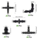 HASTHIP Plants Drip Irrigation Kit for Gardens and Lawns with 200 Piece 1/4 Inch Connectors