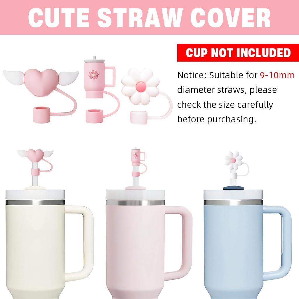 HASTHIP Stanley Cup Accessories Set with 10Pcs Silicone Straw Caps and Cup Boot | Fits 9–10mm Straws