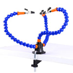 HASTHIP® Estación de Soldadura con Lupa LED y Manos Auxiliares,Base Estable con 3 Brazos Flexibles y Pinzas,Tercera Mano para Soldar PCB Herramienta de Reparación Electrónica Joyería