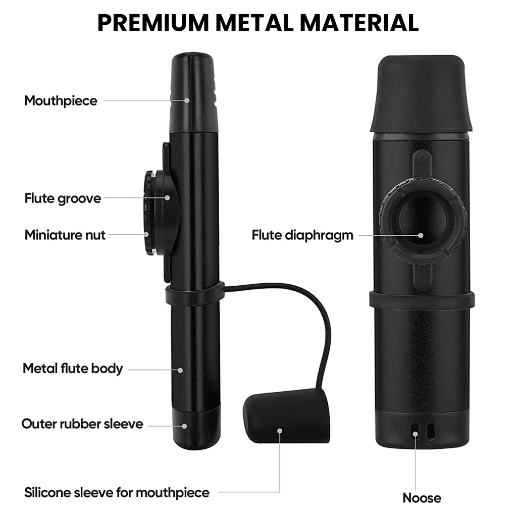HASTHIP Kazoo Musical Instrument for Kids and Adults with 5 Membranes and Aluminum Alloy Body | Black