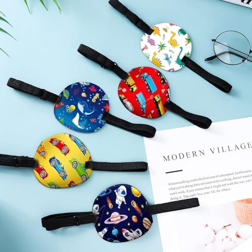 HASTHIP® 6Pcs Eye Patches for Lazy Eye Kids Fun Cartoon Lazy Eye Patch for Kids Reusable No Pressure 3D Adjustable Soft and Comfortable Elastic Strap for Left or Right Cute Girls Boys Various Patterns