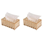 HASTHIP Tissue Box Holder for Home and Car featuring Crystal Glass Beads 7.4x4.3x3.9 in | Set of 2