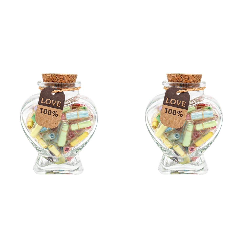 HASTHIP Anniversary Gifts for Couple with 90PCS Heart Shaped Glass Message Bottle | Romantic Keepsake for Girlfriend