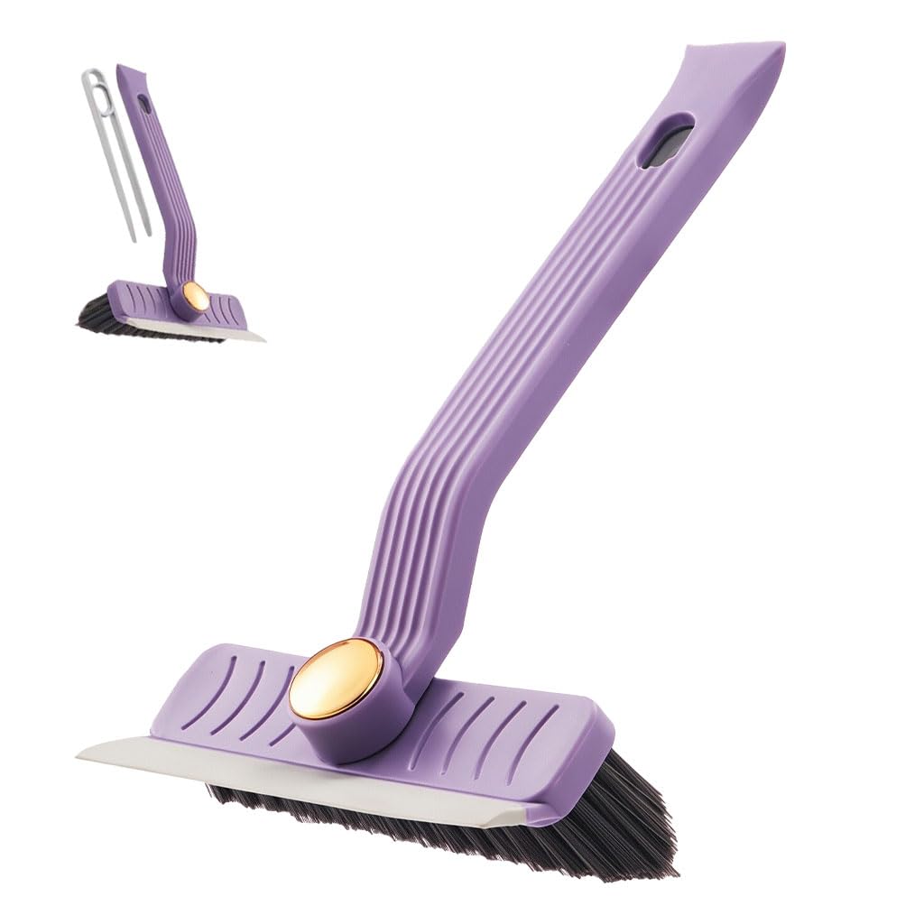 HASTHIP Tile Floor Cleaning Brush for Kitchen and Bathroom with 9.4 in Handheld Design | Rotatable 2 in 1 Scrub Brush and Built in Hair Tweezer