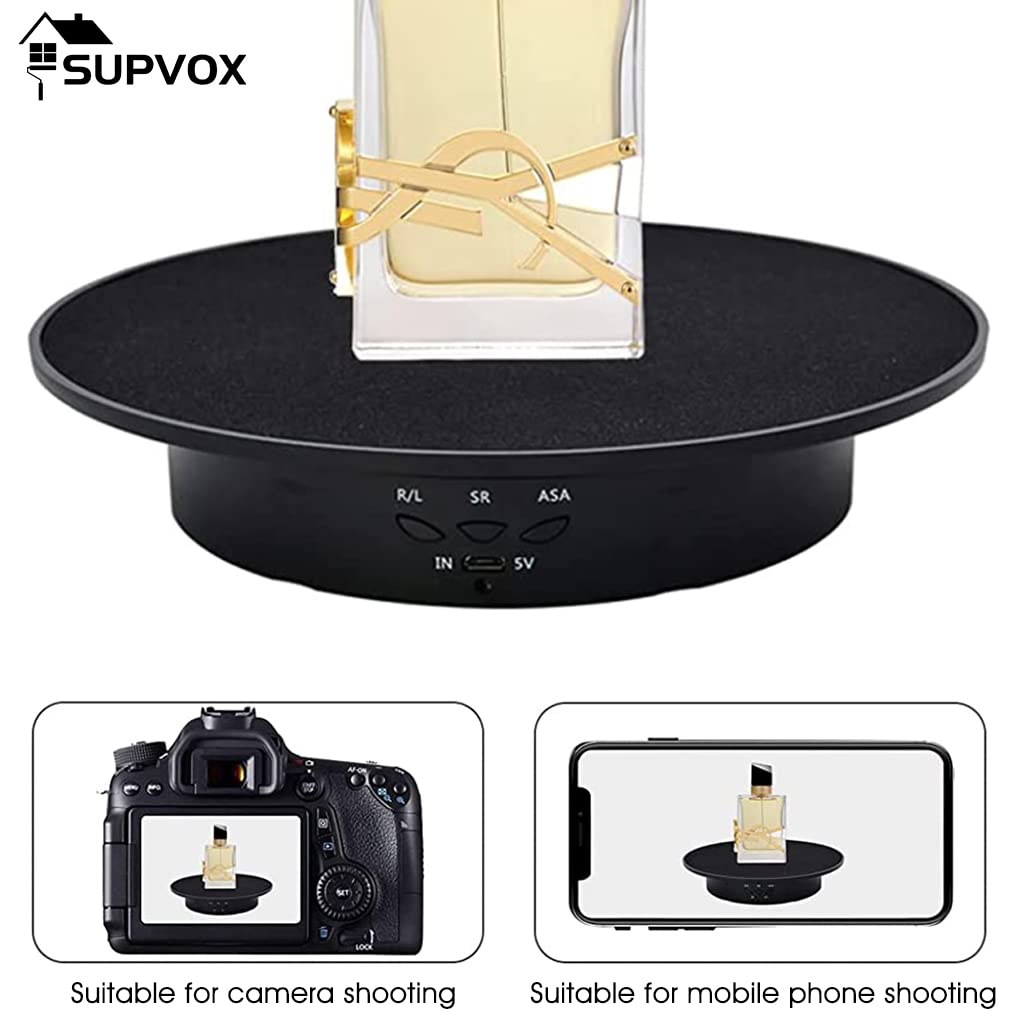 1Pcs Electric Rotating Display Stand, USB Charge 360 Degree Rotating Turntable, 20CM /Load 8KG, Multi-Functional Rotary Table for Photography Products Shows, Jewelry, Cake (Without Battery)