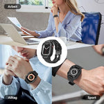 HASTHIP® Compatible with Apple Watch 45mm/44mm Watch Band with Case Bumper Band Adjustable Waterproof TPU Watch Strap for Apple Watch SE/4/5/6/7, for Men and Women, Black