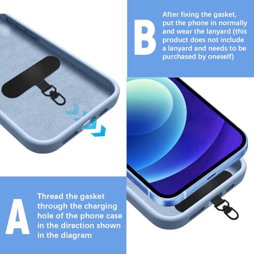 HASTHIP® 2Pcs 360° Rotatable Phone Tether Tab, Universal Lanyard Patch Anti-Lost Attachment with Metal Ring, Slim Replacement Pad Compatible with iPhone Samsung and Most Smartphones