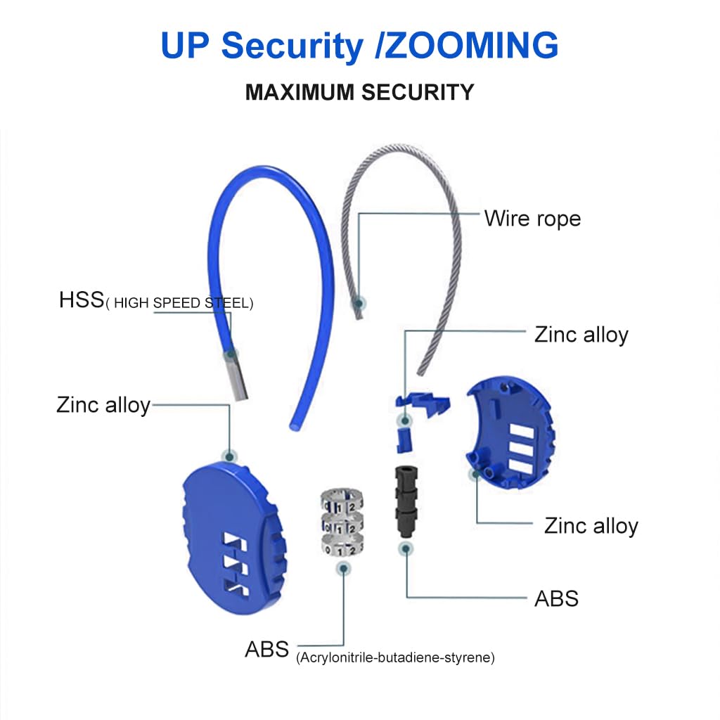 HASTHIP Combination Lock Padlock for Luggage and Gym Locker with 3 Digit Code | 2Pcs Zinc Alloy Black&Blue