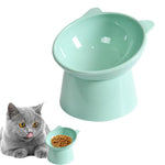 HASTHIP® Cat Bowl, Elevated Cat Food Bowls Shallow Cat Feeding Bowl - Thickened PP Fabric, Anti-Tip 15° Tilt, Easy Clean Puppy Bowl