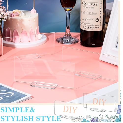 HASTHIP® 10Pcs Acrylic Table Sign Holders with Bases Tabletop Sign Holders Clear Sign Holders Party Event WeddingSupplies Stores Price Tag Holders Table Number Holder, 5.9x2.36inches