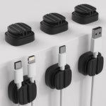 HASTHIP® Multi Cable Holder Wall Cable Clip Holder Self Adhesive Multi Cable Clip Holder Holding Up to 3 Cables, Under Desk Cable Organizer Holder Power Cable Grip Cable Management Clip Holder