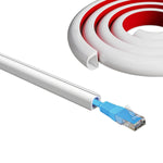 HASTHIP® Canaleta para Cable Único de PVC 6.6ft,Cubierta Adhesiva para Cables,Organizador de Cables Flexible y Recortable Protector Cable Suelo y Pared Blanco