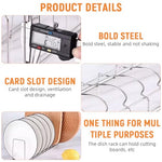 HASTHIP® 3Pcs Stainless Steel Dish Drying Rack Set for Kitchen, Plate Organizer Stand & Utensil Holder, Multi-Purpose Plate Rack for Cabinet, Thali Stand, Dish Drainer Countertop Storage
