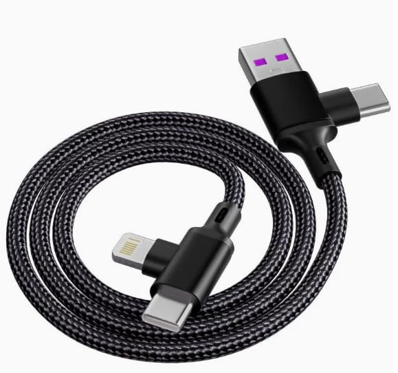 HASTHIP® 4-in-1 USB Charging Cable, Aluminum Alloy USB-A & USB-C to Ligh-ning & USB-C, PD 66W Fast Charging Cord for Phone17/16/15, Android, 480Mbps Data Speed 6.6ft Nylon Braid Cable