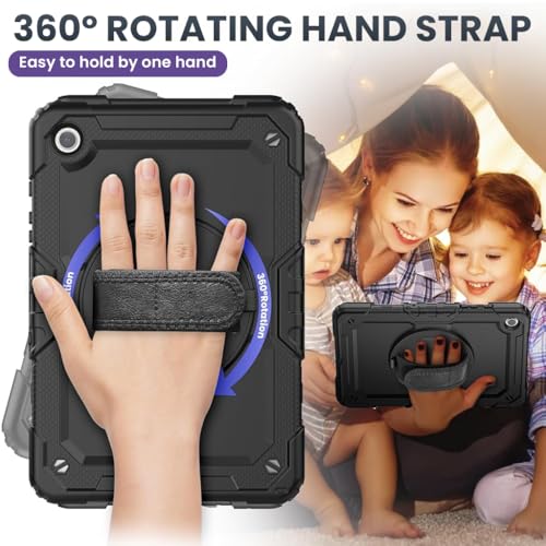 HASTHIP® ZORBES Samsung Tab A9 Plus 11 Inch Case 2023, Silicone Protective Tablet Cover with 360° Rotating Hand Grip, Kickstand, Stylus Holder & Detachable Shoulder Strap