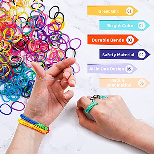 HASTHIP® 1150+ Loom Bands Kit, 20 Colors Rubber Band Bracelet Making Set for Girls, DIY Jewelry Craft Kit with Charms, Beads, Crochet, Hooks, Loom and Clips, Gift for Kids Crafts
