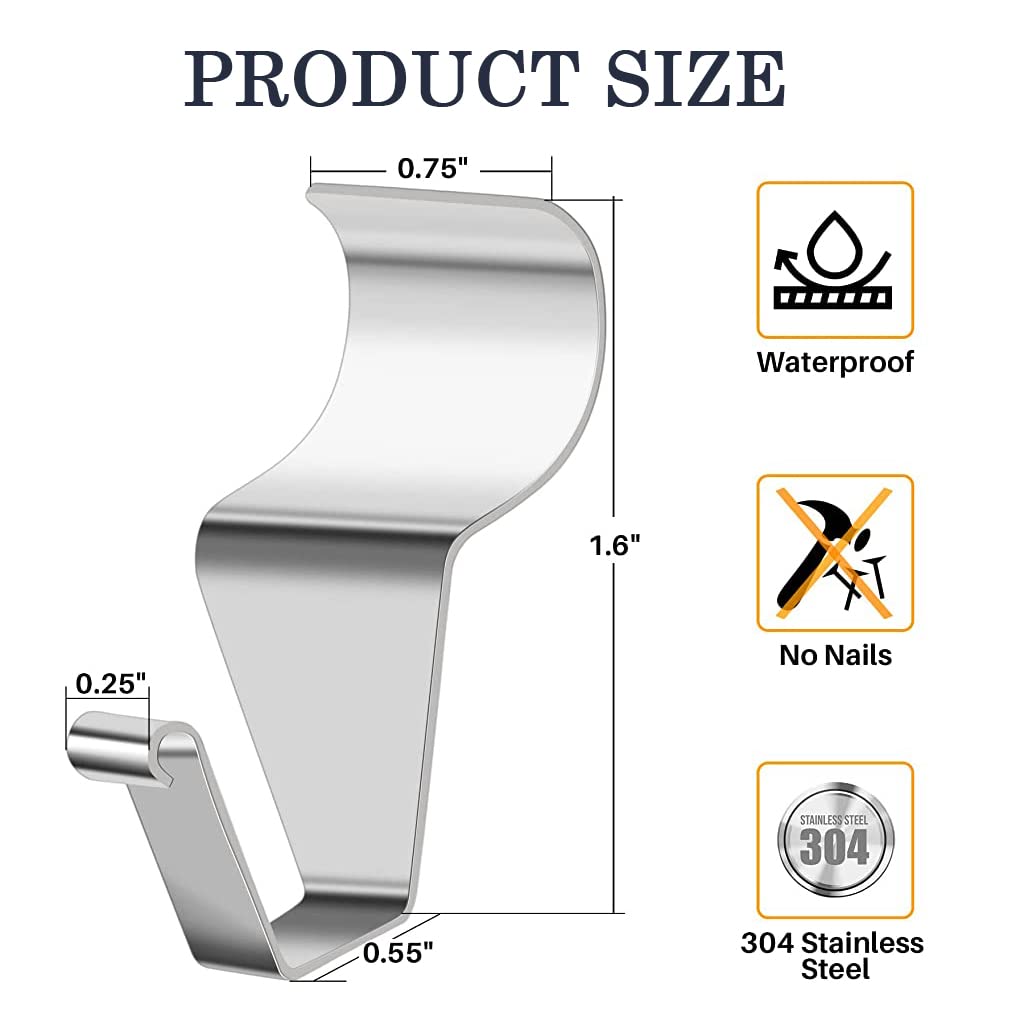 HASTHIP 5Pcs Heavy Duty Flowerpot Hooks, 304 Stainless Steel Vinyl Siding Hooks, No-Hole Siding Hanging Clips Hanger for Vinyl Siding Decor, Wreaths, Tools, Garland, Lights, Outdoor