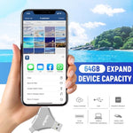 HASTHIP® HikXio 64GB Flash Drive 4-in-1 USB Memory Stick,USB 3.0 High-Speed OTG Flash Drive with Keychain,Type-C USB-A Micro Lightning Compatible with iPhone Android iPad Tablet PC