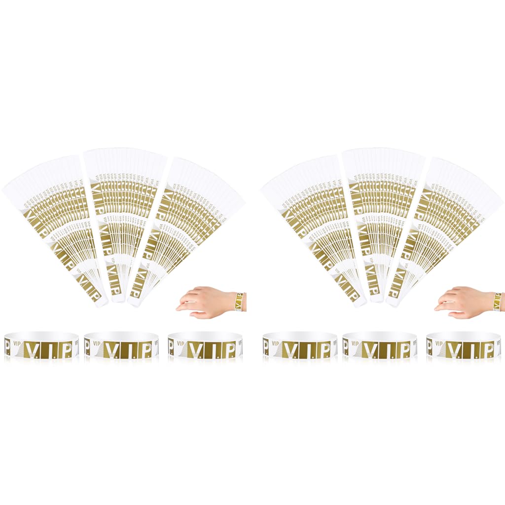 HASTHIP VIP Wristbands for Events featuring 300 pcs Waterproof Paper Bracelets Gold | Party Concert Festival Use