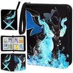 HASTHIP® BrandName Pokemon Card Binder 400 Capacity,Trading Card Holder Organizer with Mega Charizard X Cover,Carrying Case for Pokemon TCG Collection Game Storage Gift for Kids Boys Girls