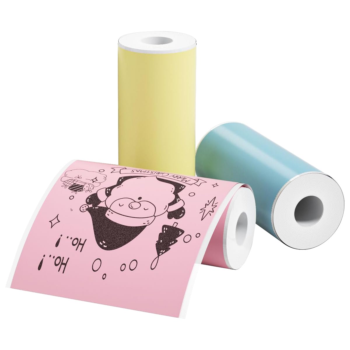 HASTHIP® 3 Rolls Colorful Adhesive Thermal Printer Labels 57x25mm, Self-Adhesive Pink Blue Yellow Sticker Paper, Compatible with Mini Bluetooth Thermal Label & Pocket Printers