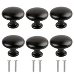 HASTHIP dresser knobs for cabinets featuring screw-fixed design and 30mm matte black aluminum alloy | set of 6