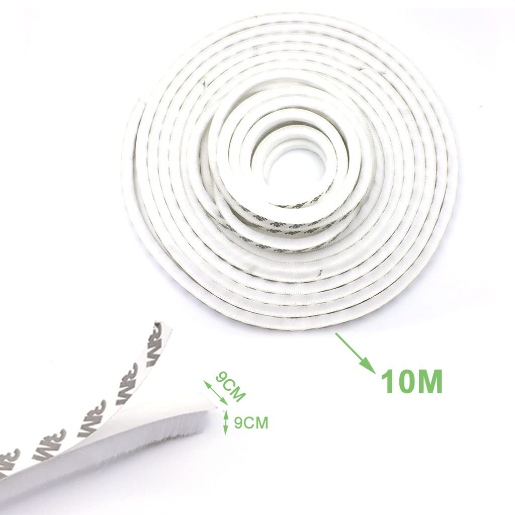 HASTHIP Door Sealing Strip for Soundproof and Dustproof Protection with Strong Adhesive 10 m White 3 PCS
