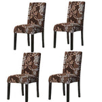 Chair Covers Set of 4, Dining Chair Cover, Stretch Spandex Chair Slipcovers, Removable Washable Chair Protector for Kitchen, Diner, Party, Wedding (Flower, 4 Pack)