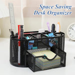 HASTHIP® Metal Grid Desk Organizer, Multi-Compartment Office Pen Stand, Space-Saving Storage Holder for Stationery, Gadgets, Home & Office Supplies
