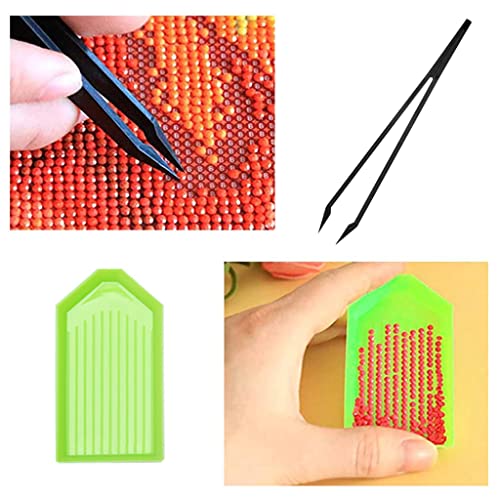 HASTHIP® Diamond Painting Kit Tool 5D Diamond Art Pen Kit with 6 Diamond Painting Pen, 2 Tweezer, 10 Glue Clays, 4 Diamond Tray, 5D Diamond Painting Tool Kits Accessories - 22 Pieces