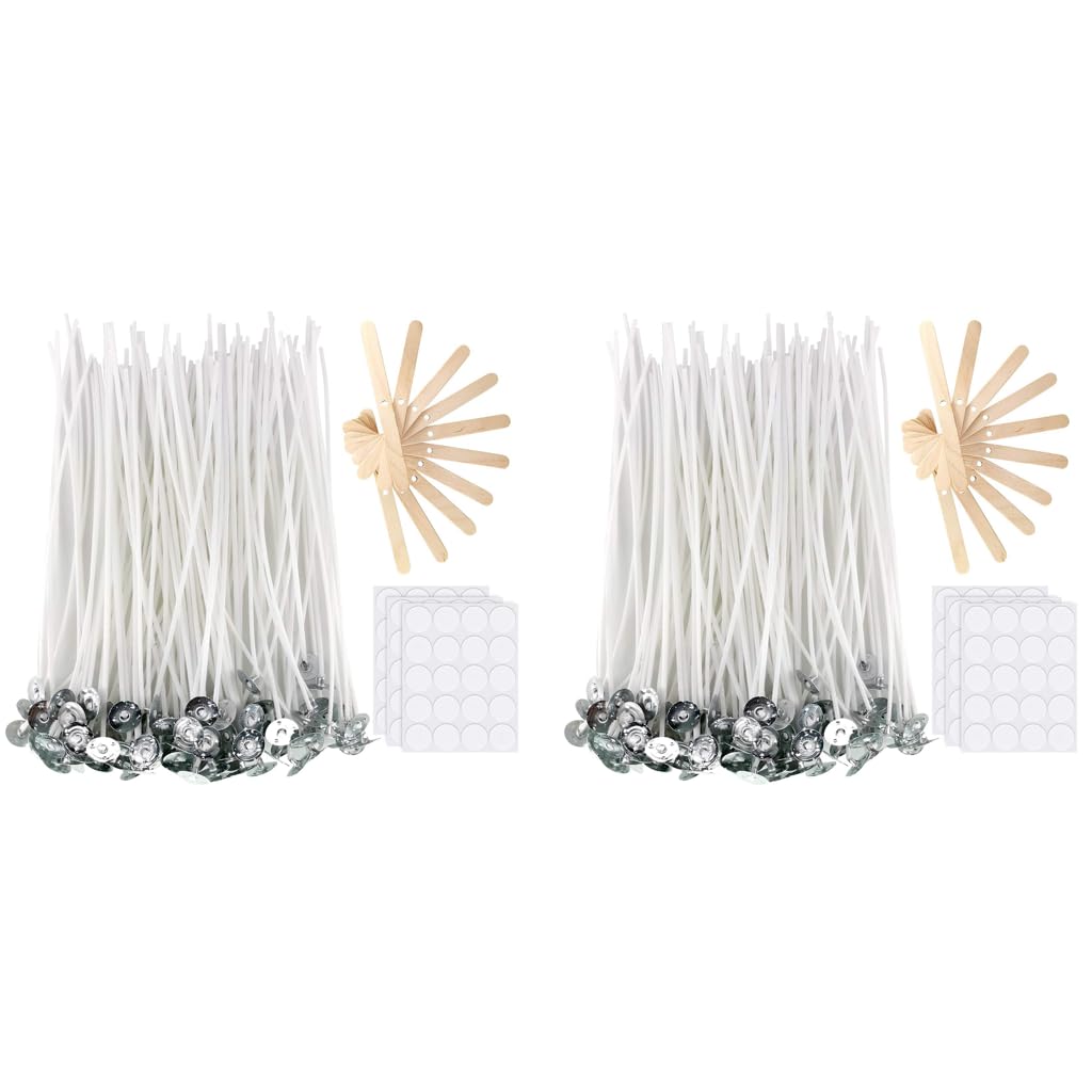 HASTHIP Candle Making Kit for DIY Scented Candles with 220 pcs 6 in Wicks and Wooden Holders