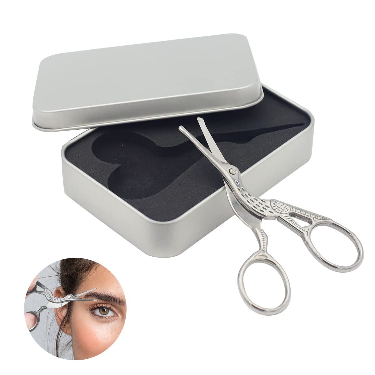 HASTHIP® Tijeras Faciales para Nariz y Orejas,Tijeras de Vello Nasal Acero Inoxidable con Punta Redondeada,para Barba Bigote y Cejas Recortador Seguro Unisex con Caja de